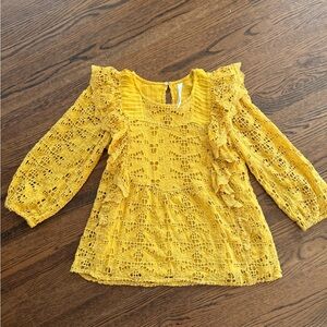 Anthropologie Mustard Lace Top